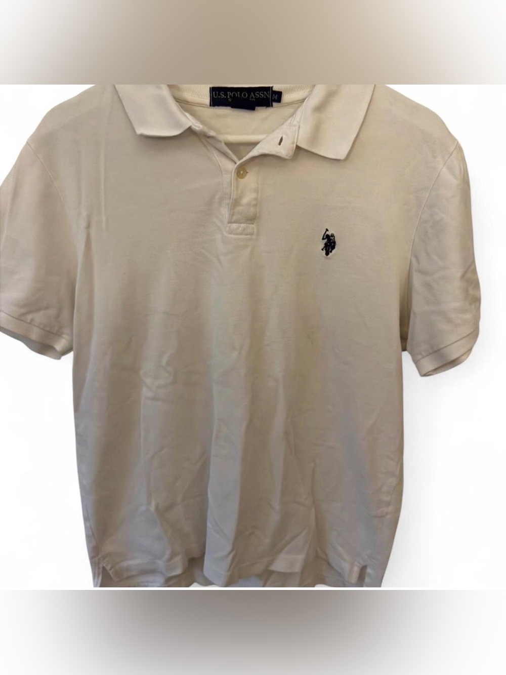 U.S. Polo Assn. Men’s White Polo with Navy Logo